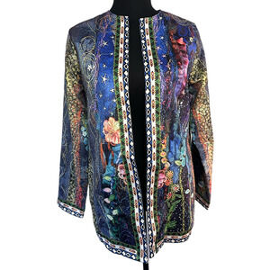 Festnight Vintage Print Long Sleeve Open Front Jacket/Cardigan Size M